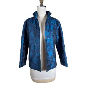 The Metropolitan‎ Opera Teal Blue Embroidered Sequin Evening Jacket Small